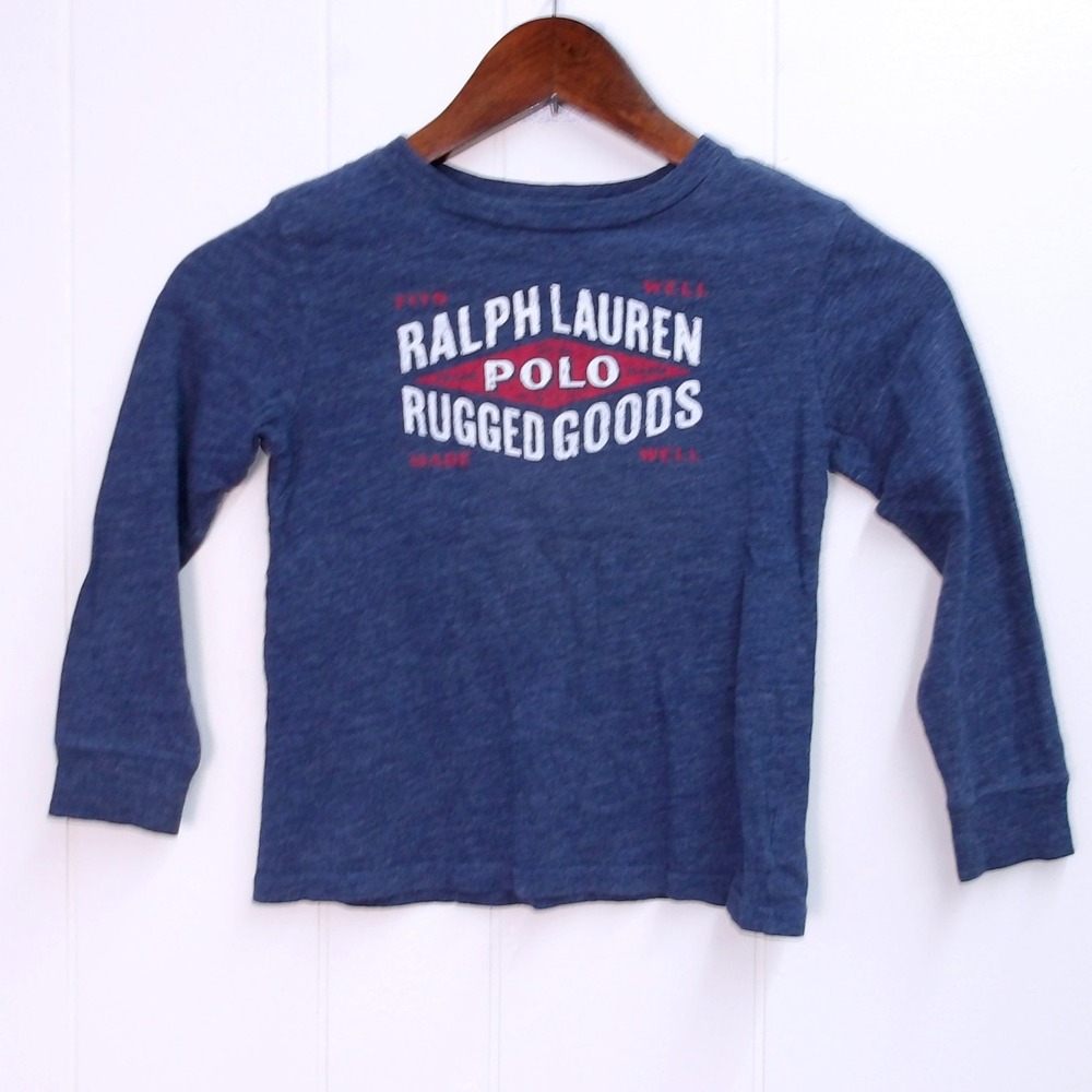 Polo Ralph Lauren Kids Blue Long Sleeve T-Shirt Casual Tee Shirt Top Sz 5 /#7256